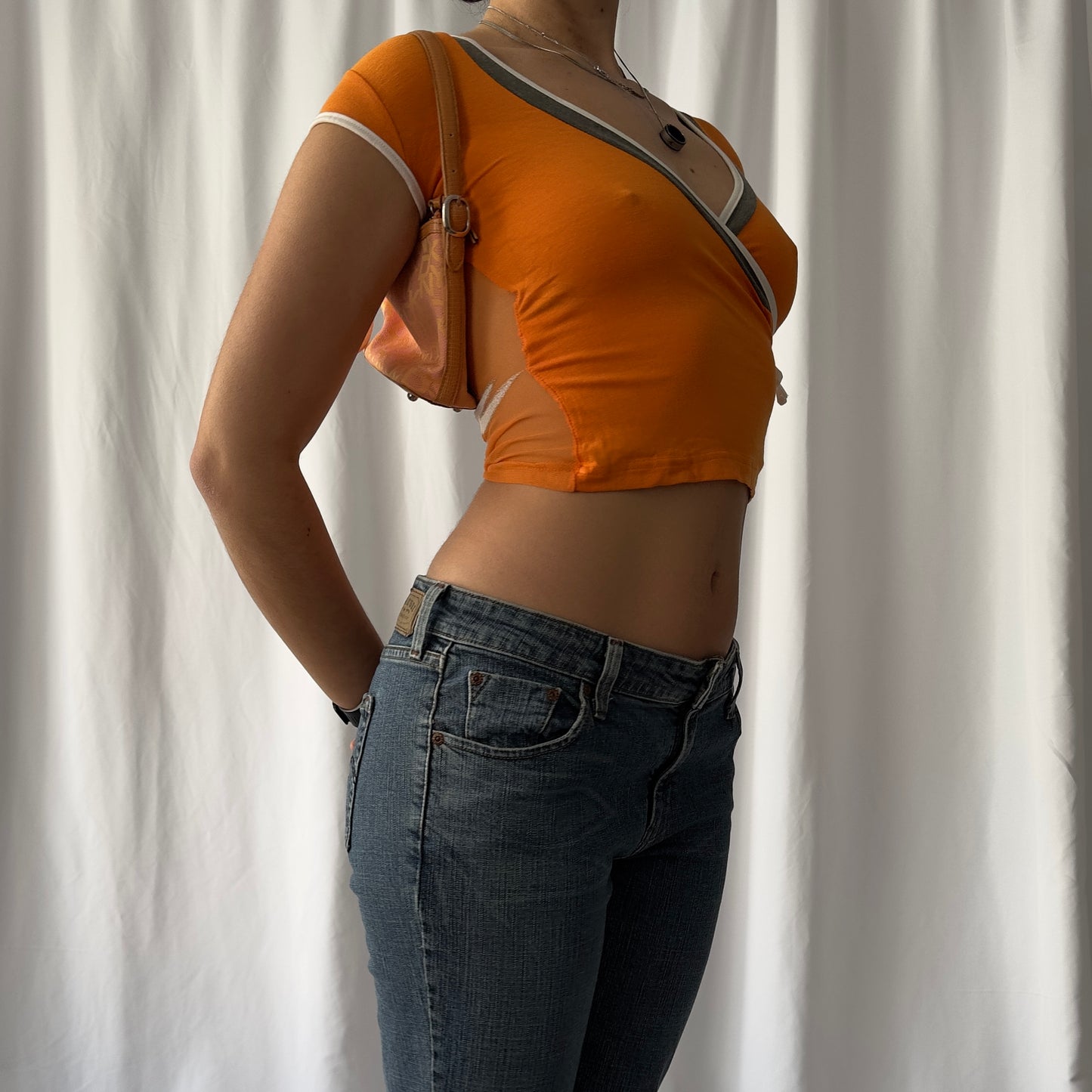 y2k orange crop top