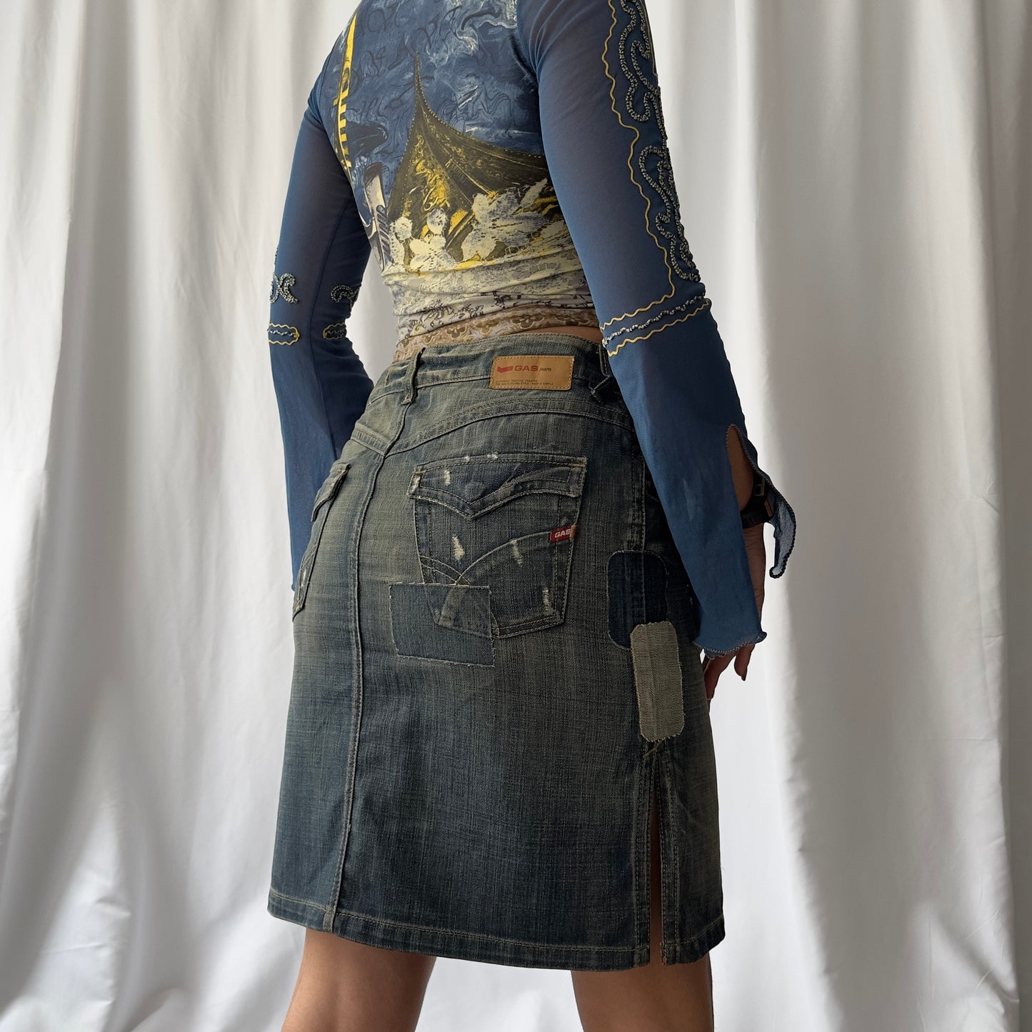 GAS patchwork denim skirt