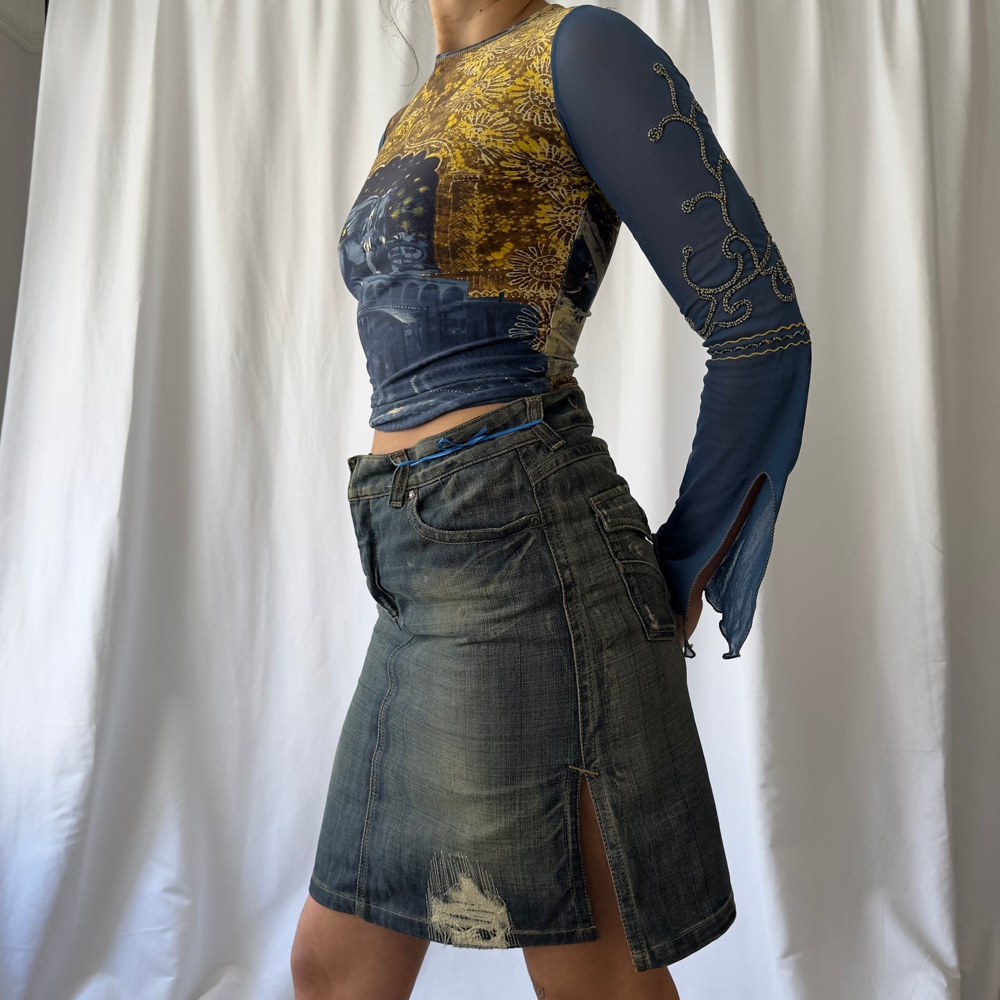 GAS patchwork denim skirt