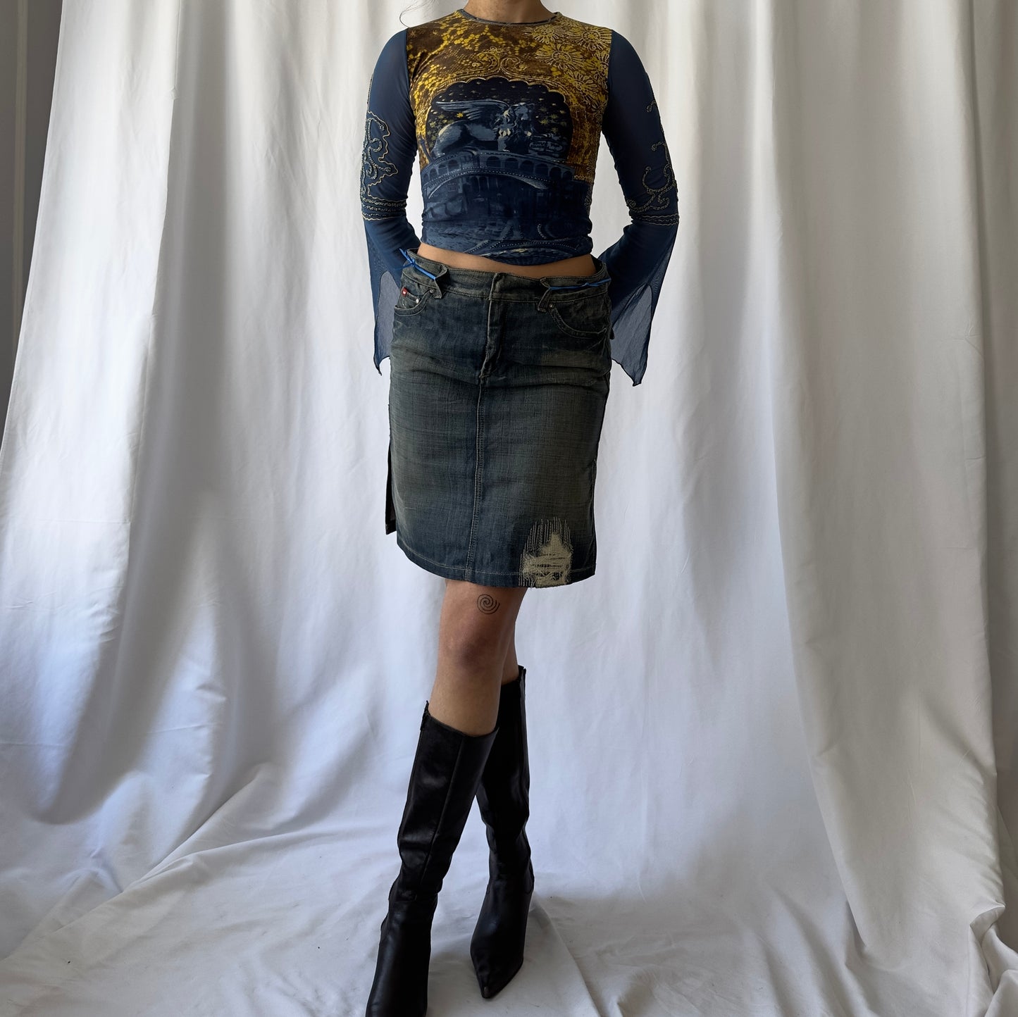 GAS patchwork denim skirt