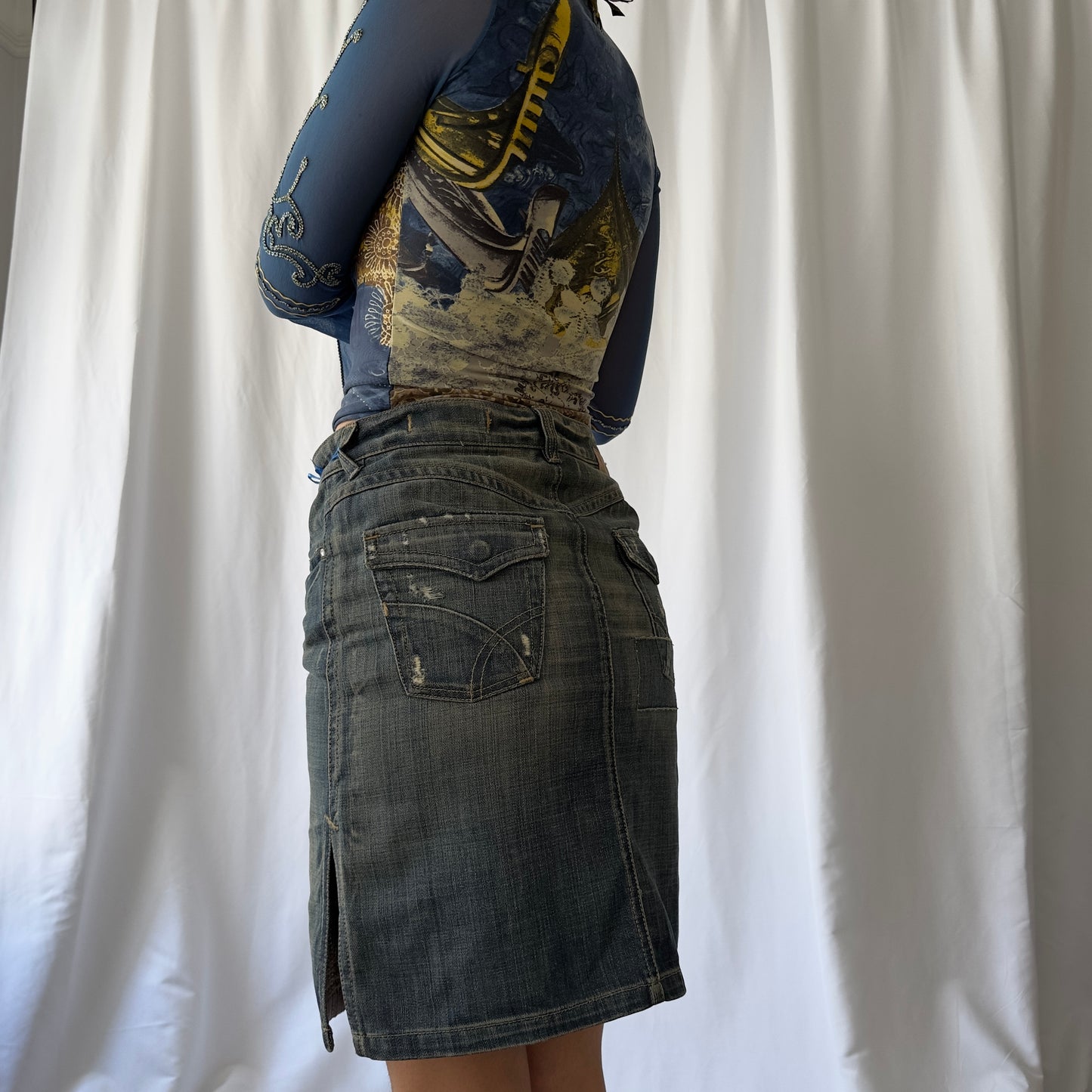 GAS patchwork denim skirt