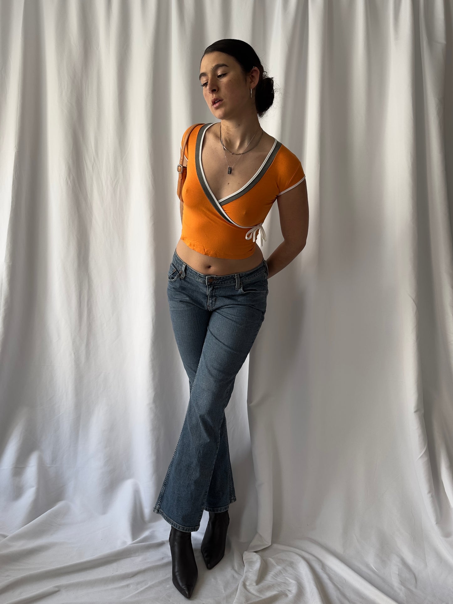 y2k orange crop top