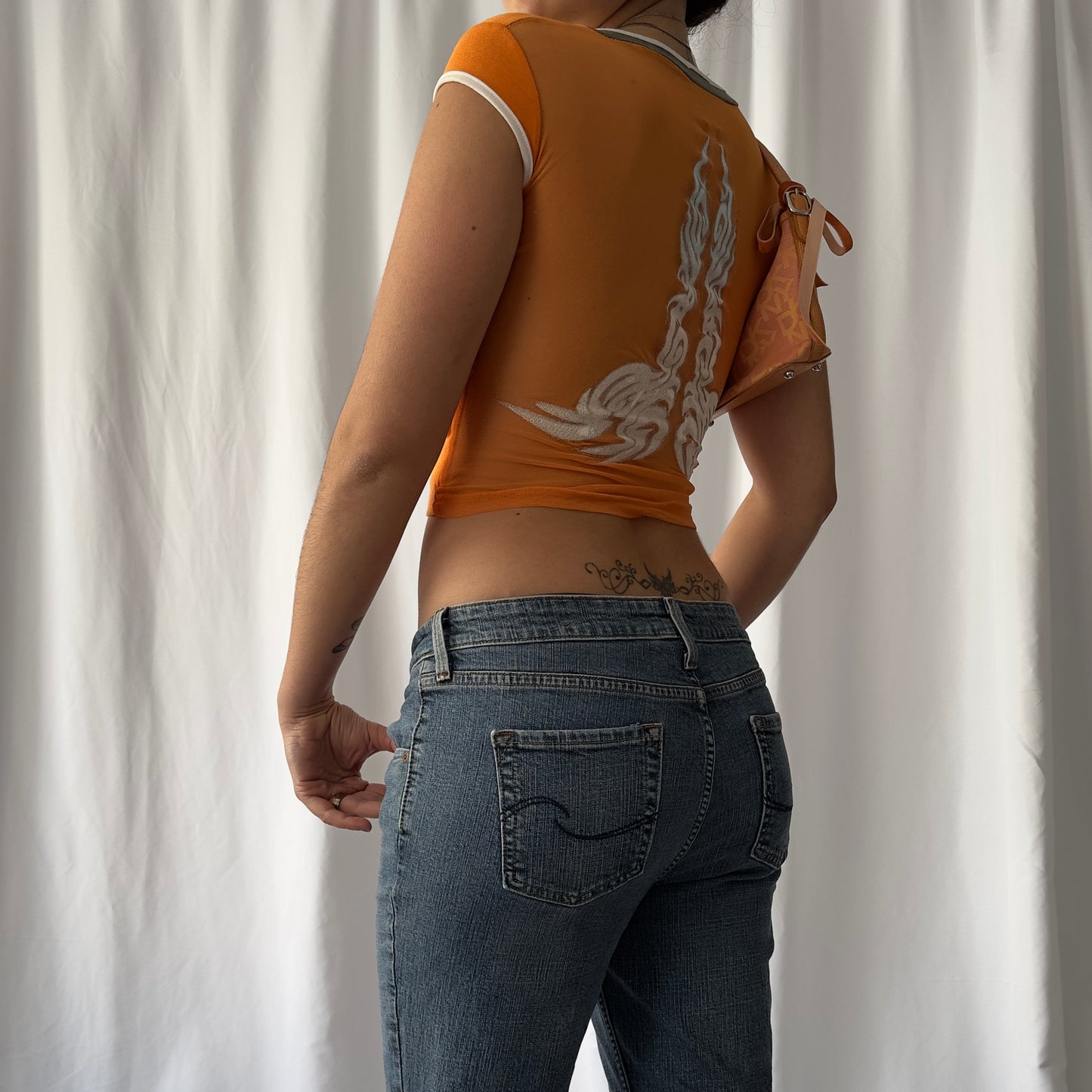 y2k orange crop top