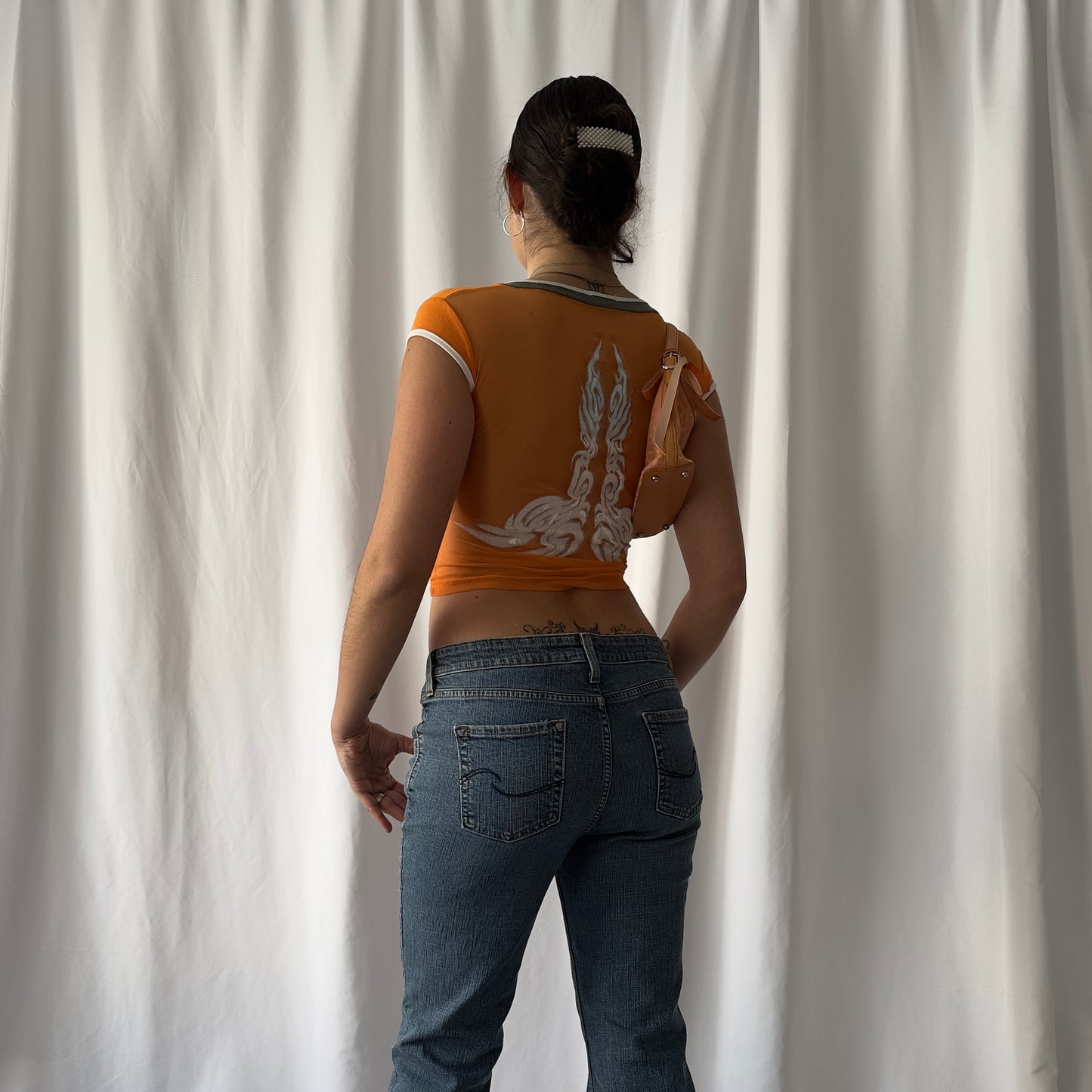 y2k orange crop top