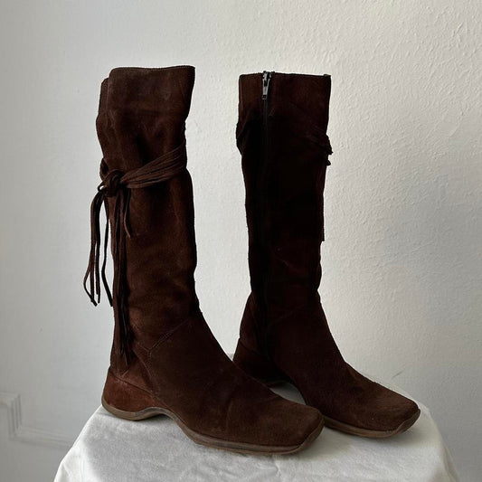 Y2k brown suede boots