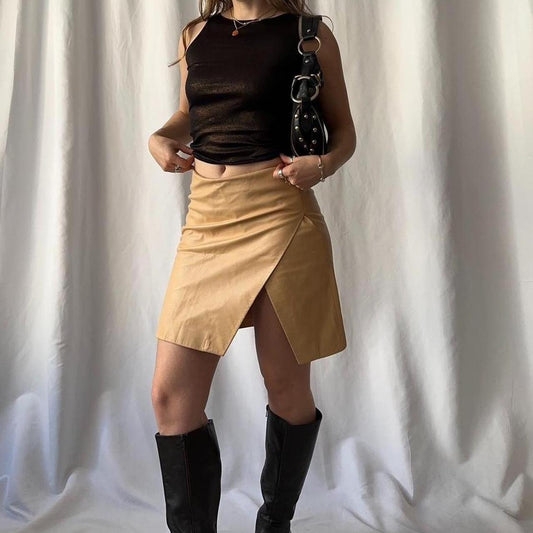 Tan leather VERSUS VERSACE mini skirt