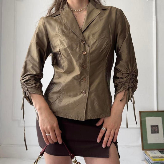 Vintage golden silk button up shirt