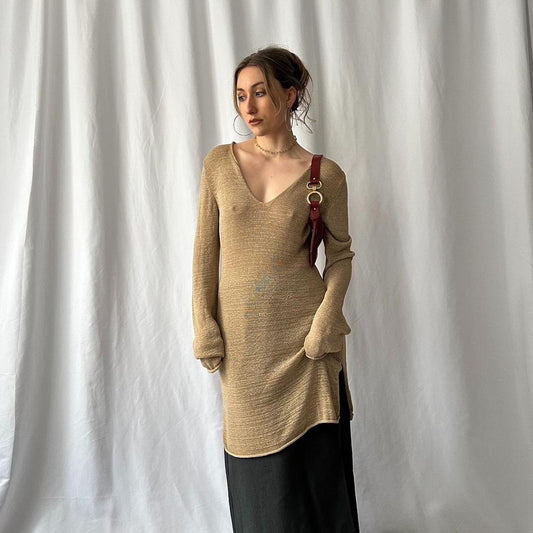 Y2K beige knit mini dress by Marlboro Classic