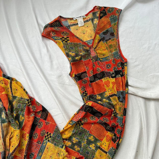 Vintage Vivienne Tam mesh semi sheer maxi dress