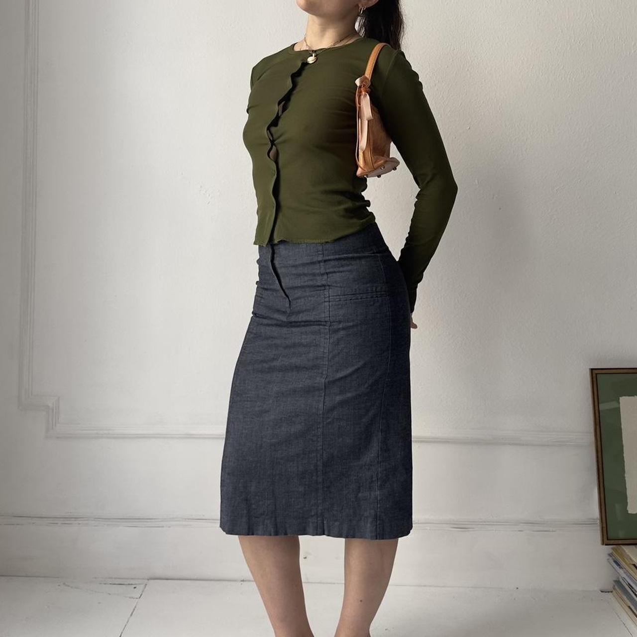 Y2k textured bluey grey midi skirt