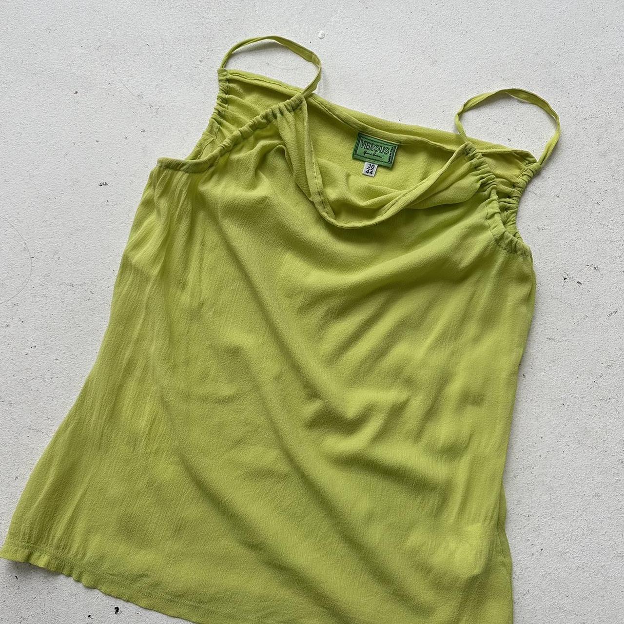 Vintage Versus Versace silk lime top with ruched straps