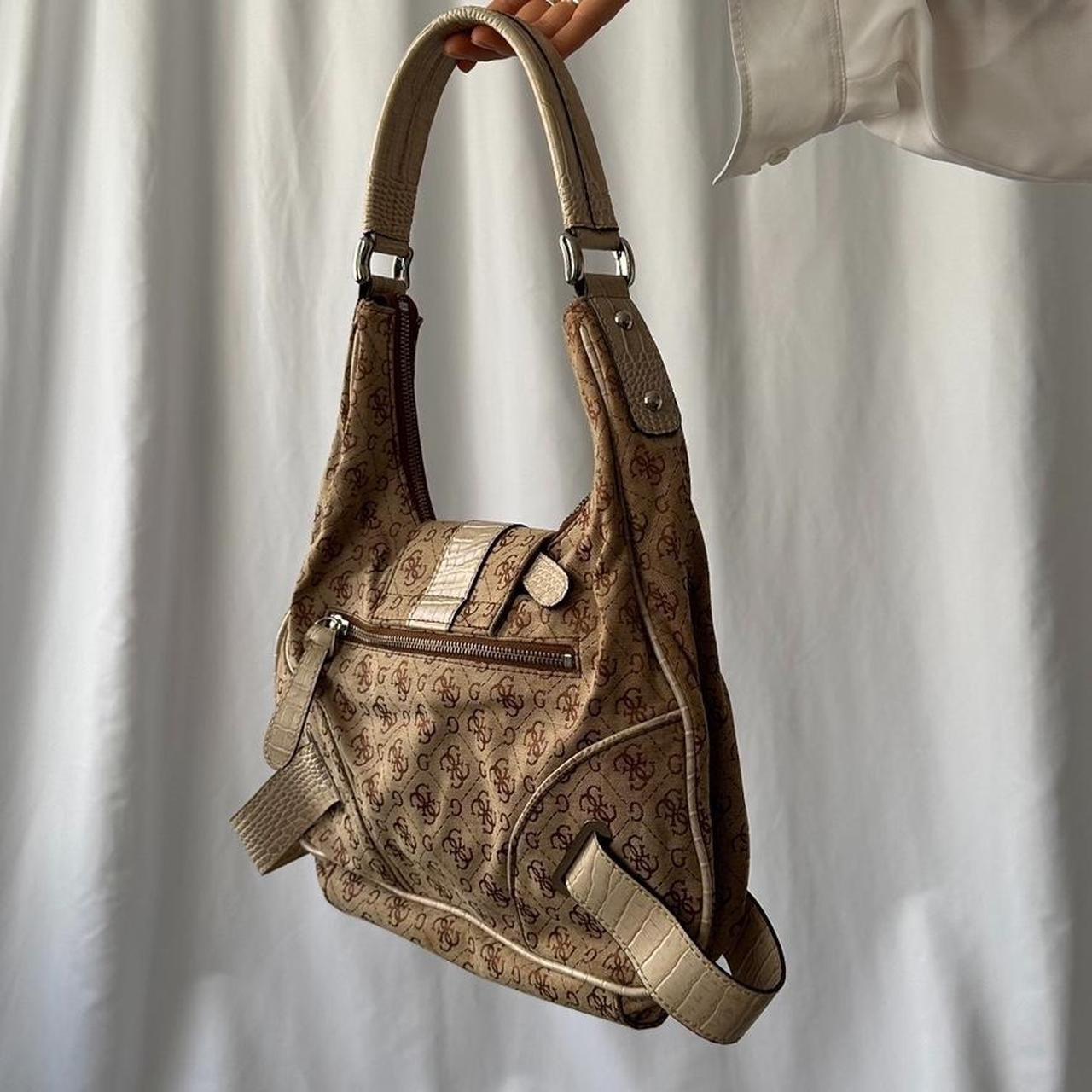 Y2k beige monogram GUESS hobo shoulder bag