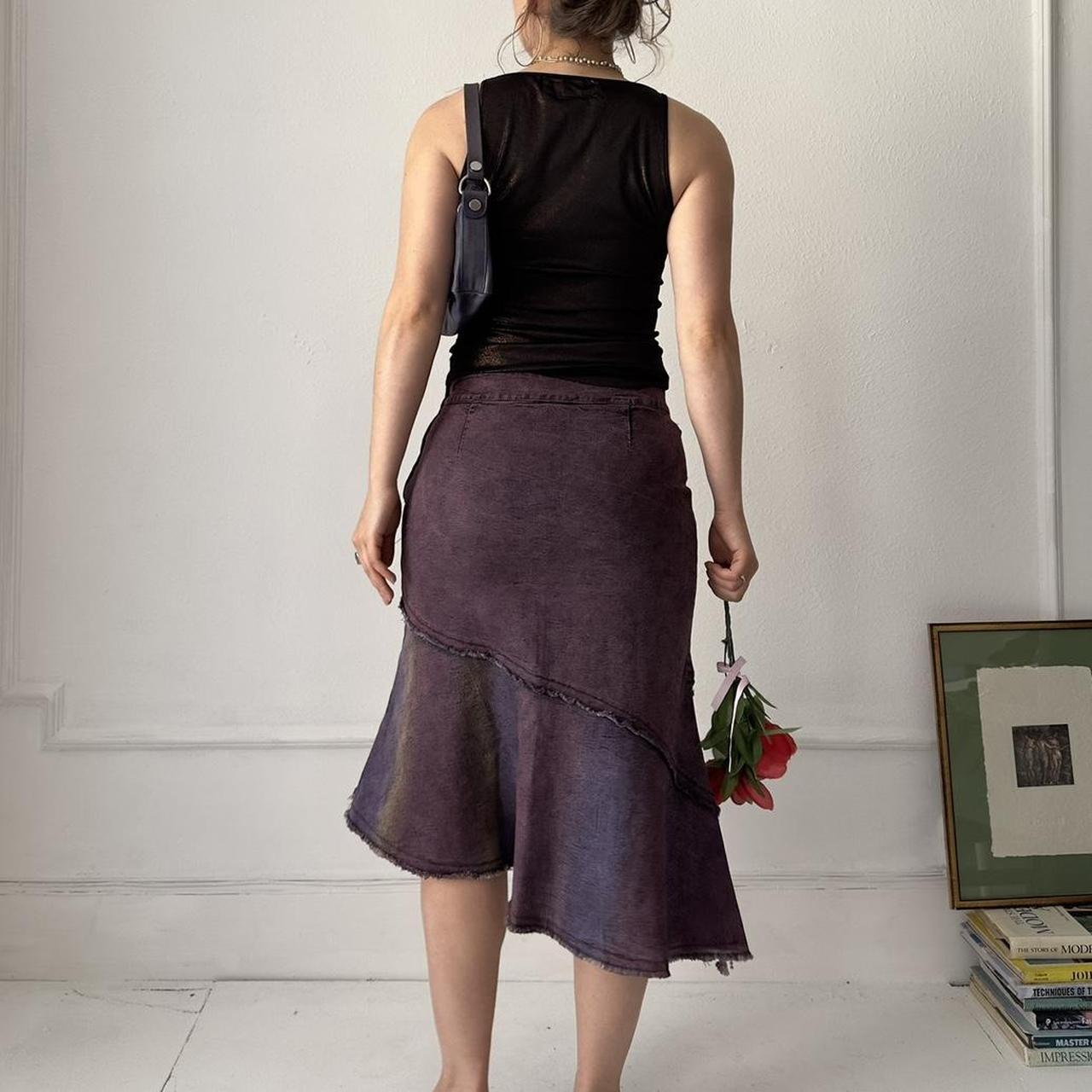 Y2k purple denim midi skirt