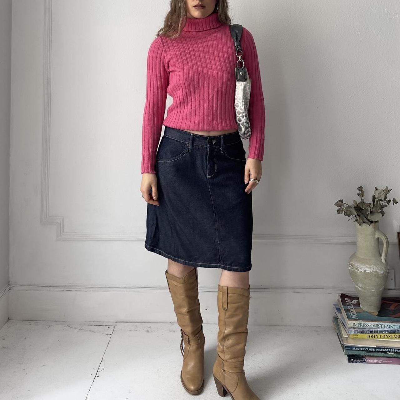 Vintage pink wool knit high roll neck / turtle neck jumper