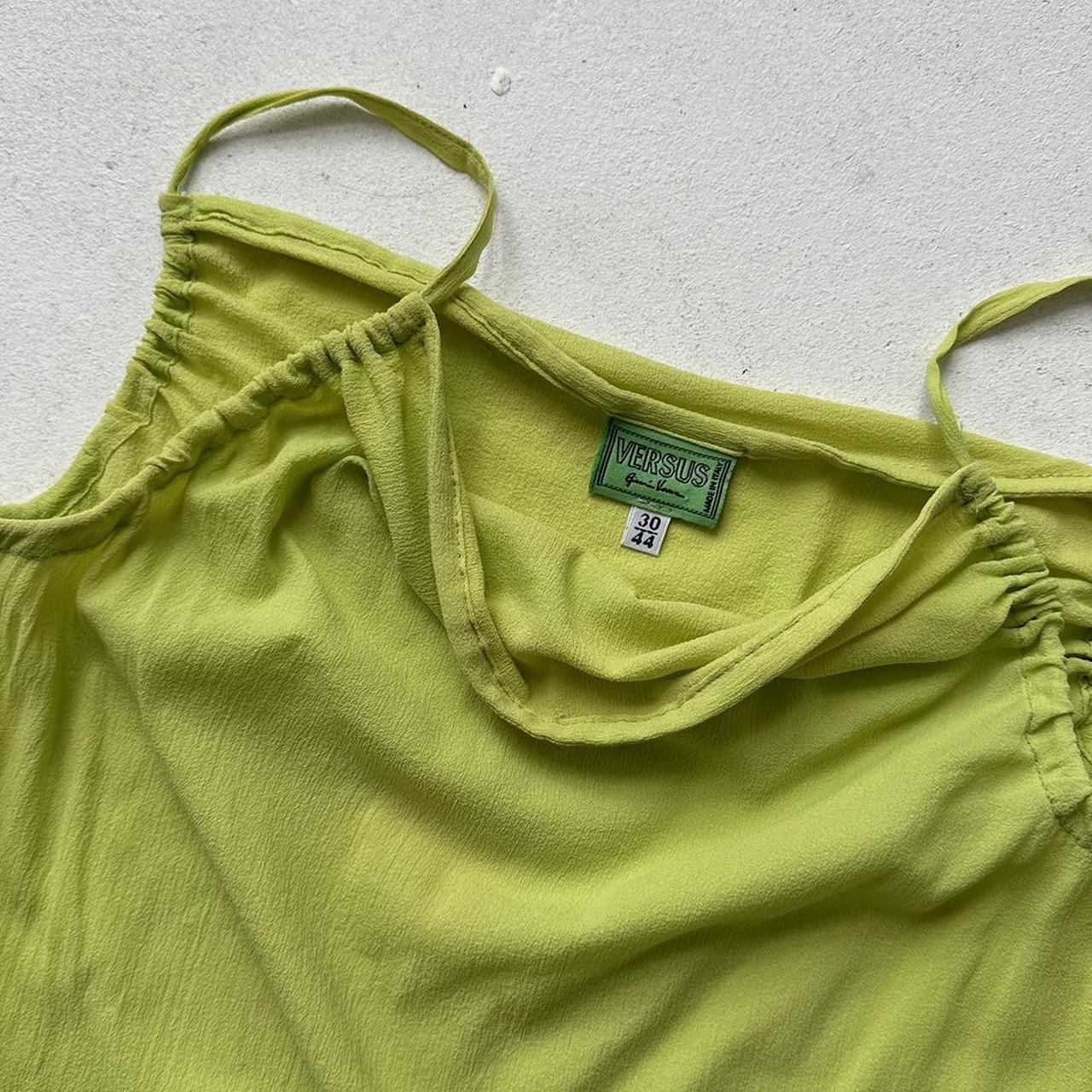 Vintage Versus Versace silk lime top with ruched straps